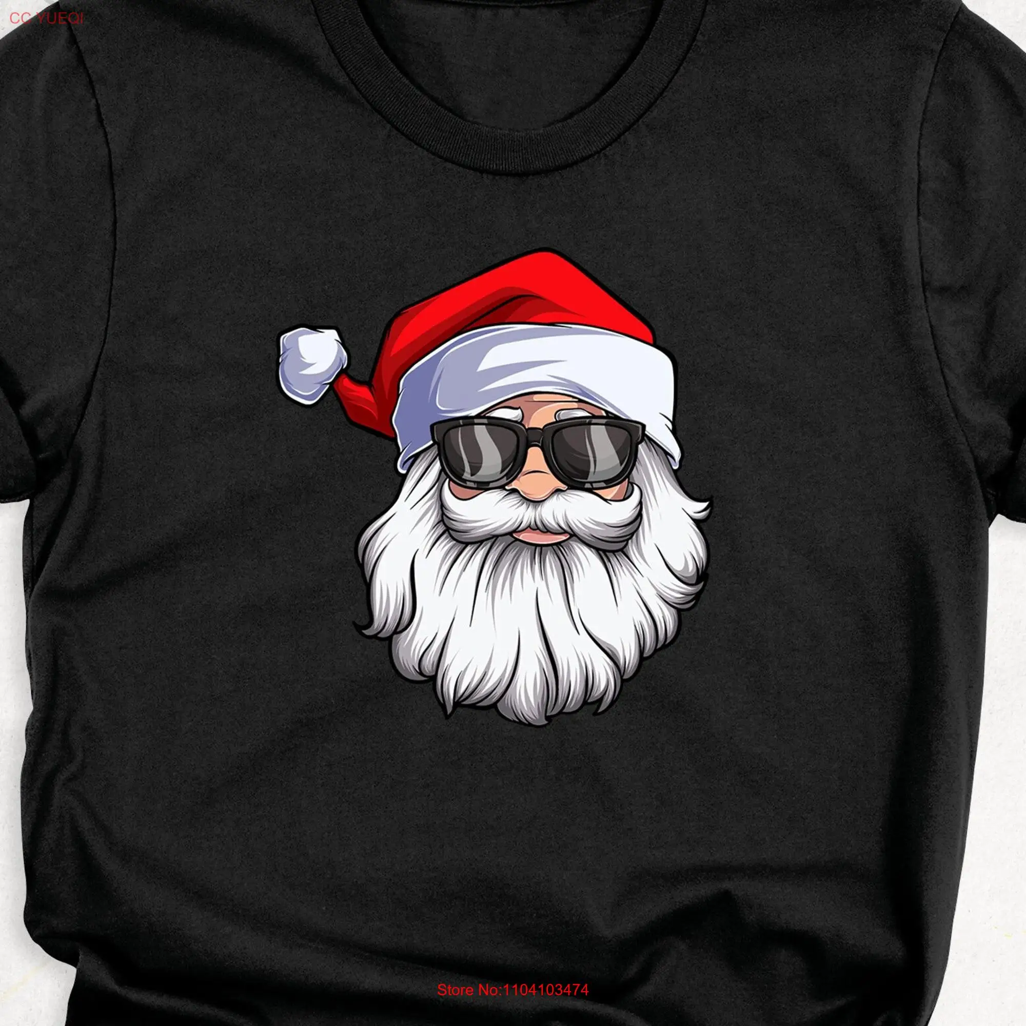 Christmas Cool Santa T Shirt Merry Beard Glasses for Dad Xmas Party long or short sleeves