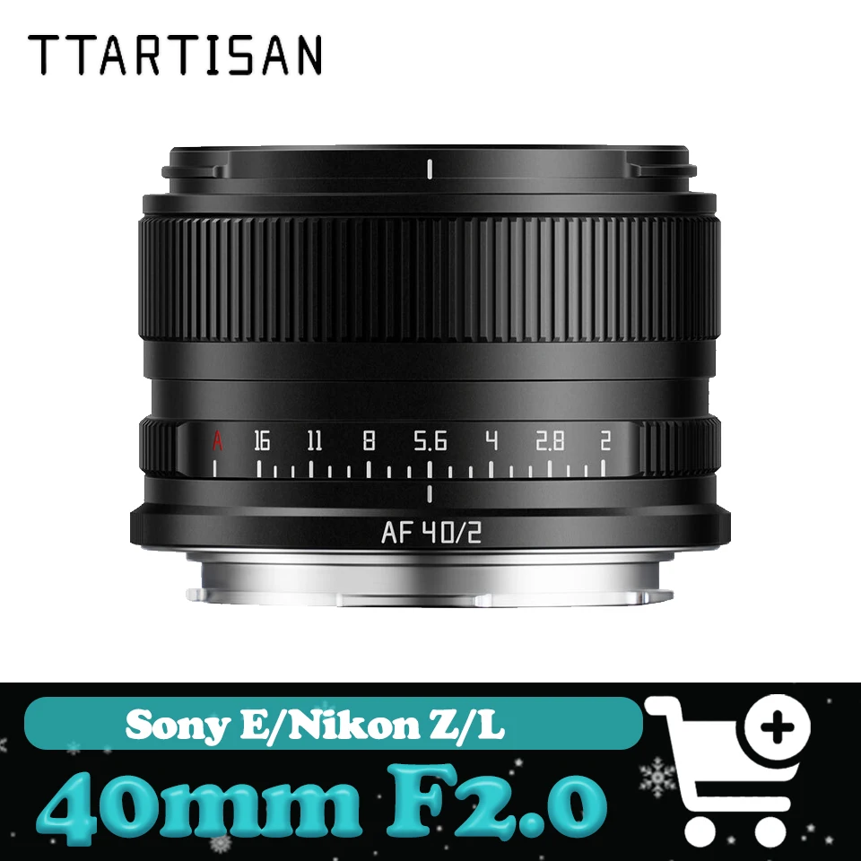 TTArtisan 40 mm F2 Lente de enfoque automático de fotograma completo Lente de fotografía documental de calle compatible con Sony A7M2 Nikon ZFC Leica L