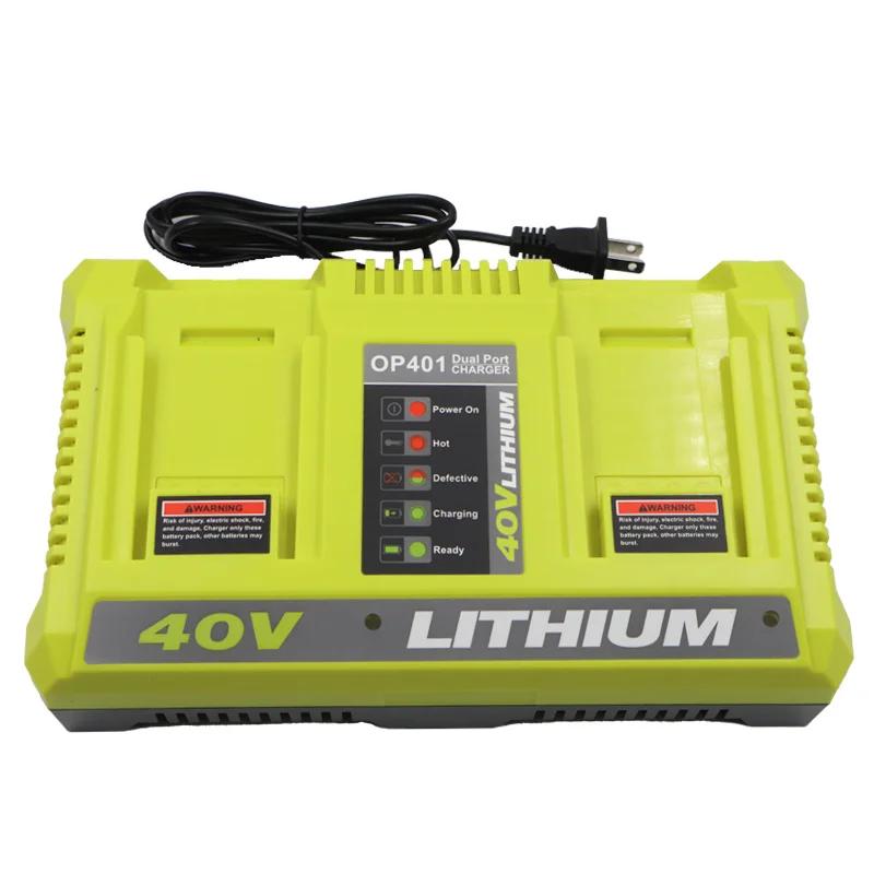 LUB40V Dual Slots Charger OP401 For Ryobi 36V 40V Lithium Battery OP4015 OP4026 OP4026A OP4030 OP4050A OP4040 OP400A OP403A