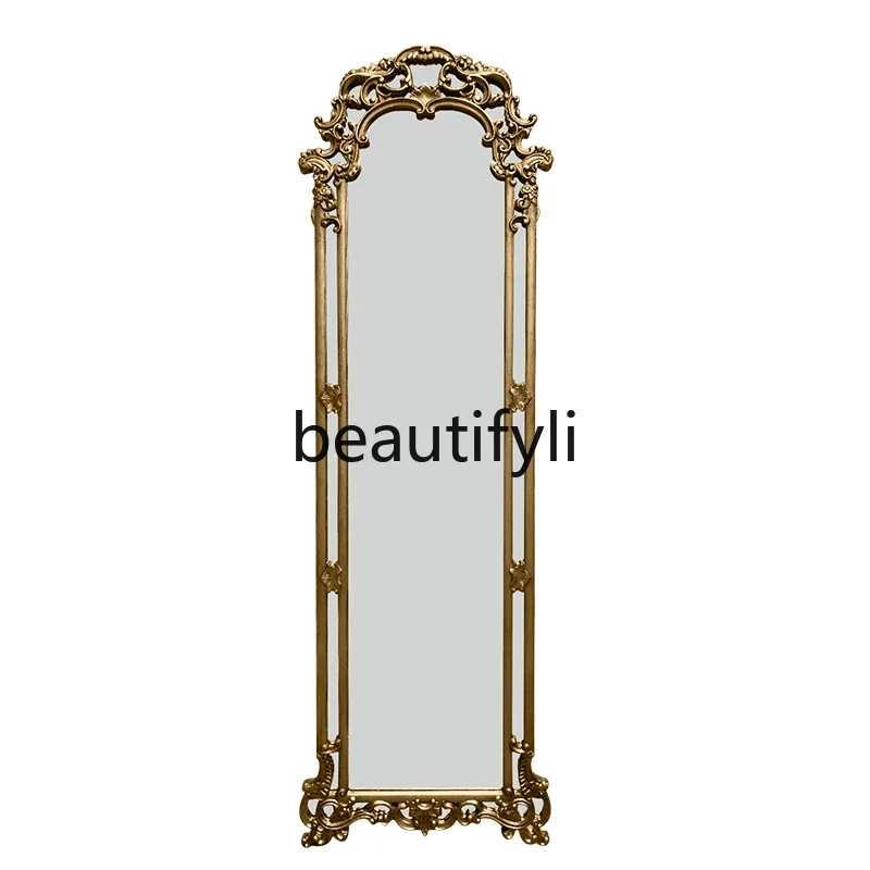 

Full body mirror wall hanging hand-carved custom size European floor mirror retro full-length mirror home