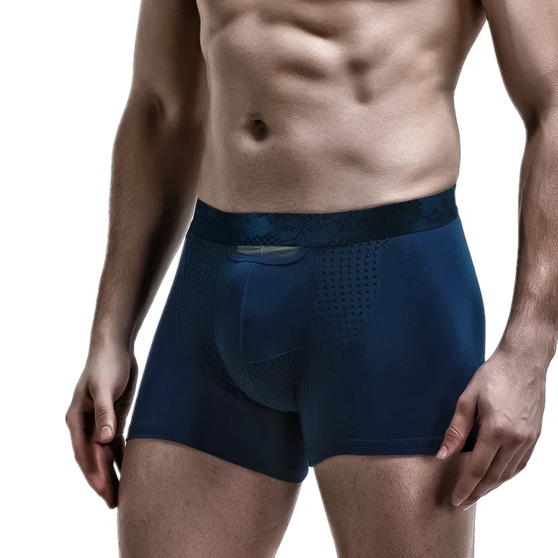 Men's Boxer Short Modal Push Up Underpants Breathable Middle Waist Magnetic Bullet Separation Pouch Panties Man Underwear Cueca
