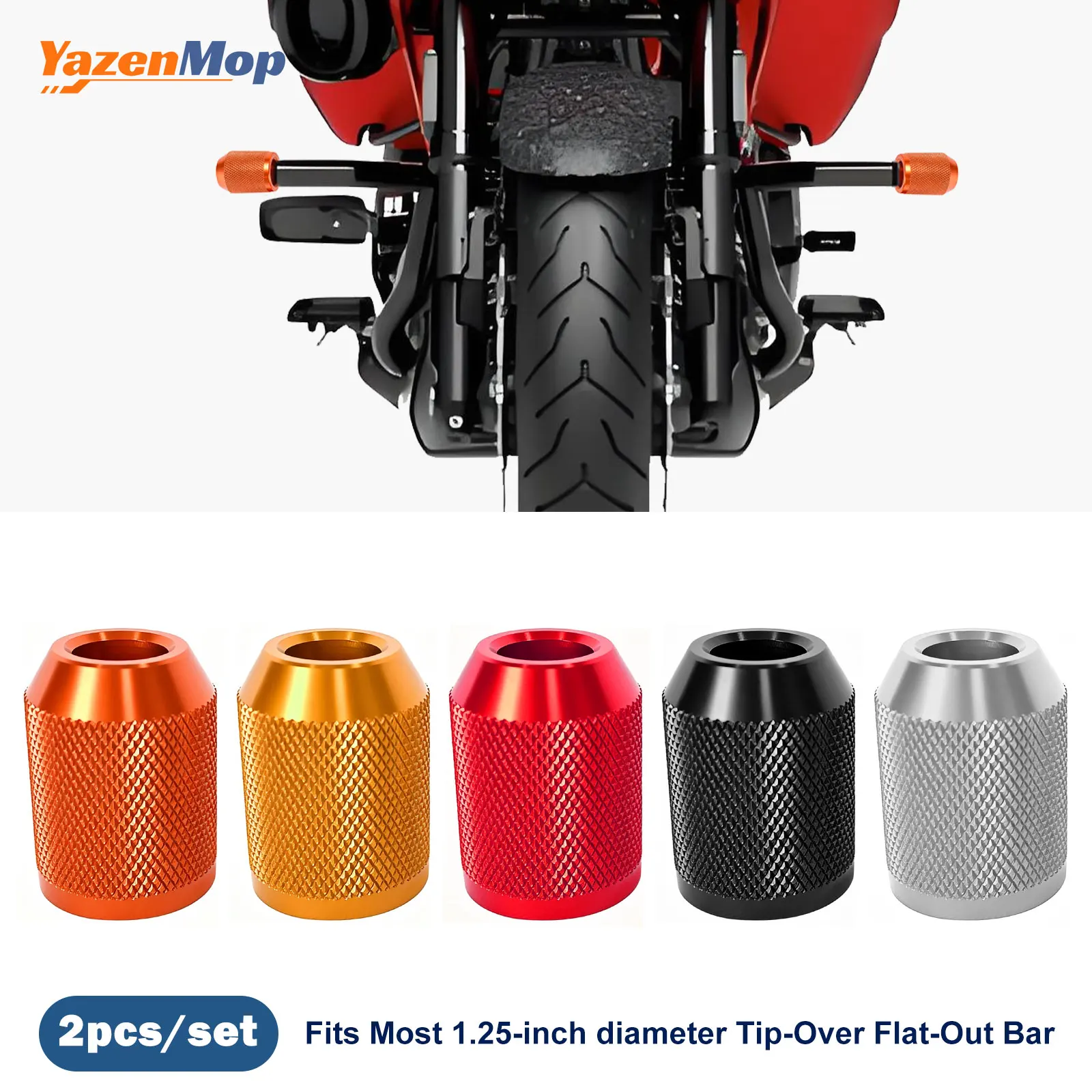 

CNC Aluminium Crash Bar Saddlebag Guard End Caps Sliders Fits for 1.25" M12 Thread Universal Motorcycle Tip-Over Bar