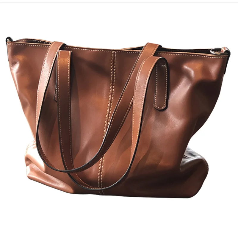 2024 New  Genuine Shoulder bag women\'s autumn and winter large capacity bag messenger women\'s leather top layer cowhide tote bag