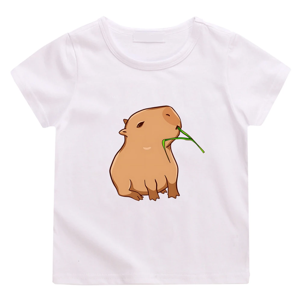 Capybara Aesthetic Manga T-shirts Cute Cartoon Comic Tshirt Fashion 100% Cotton Anime Tee-shirt High Street Boys/girls T Shirt