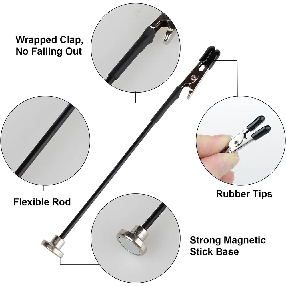 Model Painting Stand Base Holder with 12PCS Alligator Clip Sticks Magnetic Bendable for Airbrush Spray Hobby DIY Model Crafting