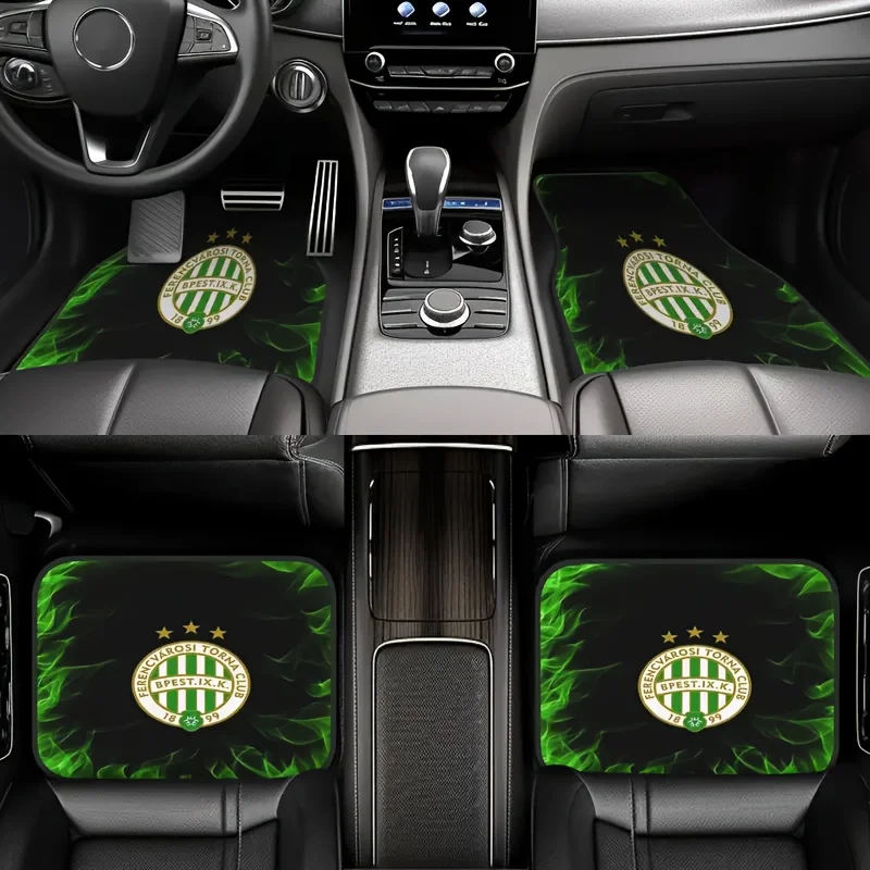 

4 шт., автомобильные коврики дополняют TC — дизайн в зеленую и белую полоску с официальным логотипом, прочная нескользящая ручка, всепогодная защита