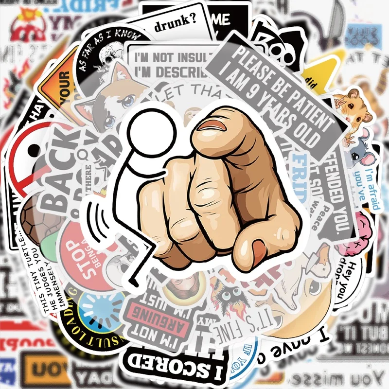 50 adesivi scherzi divertenti, adesivi e decalcomanie vibranti, stili multipli senza duplicazione, adatti per bottiglie d'acqua, laptop, valigie, skateboard, chitarre, decorazioni per feste