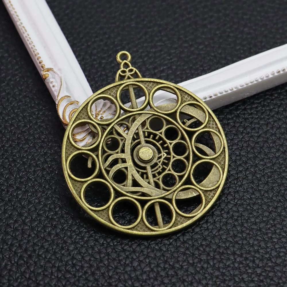 2pcs Vintage Steampunk Clock Gear Pendant Charms Hollow Out Wheel Compass Design DIY Jewelry Making Accessories