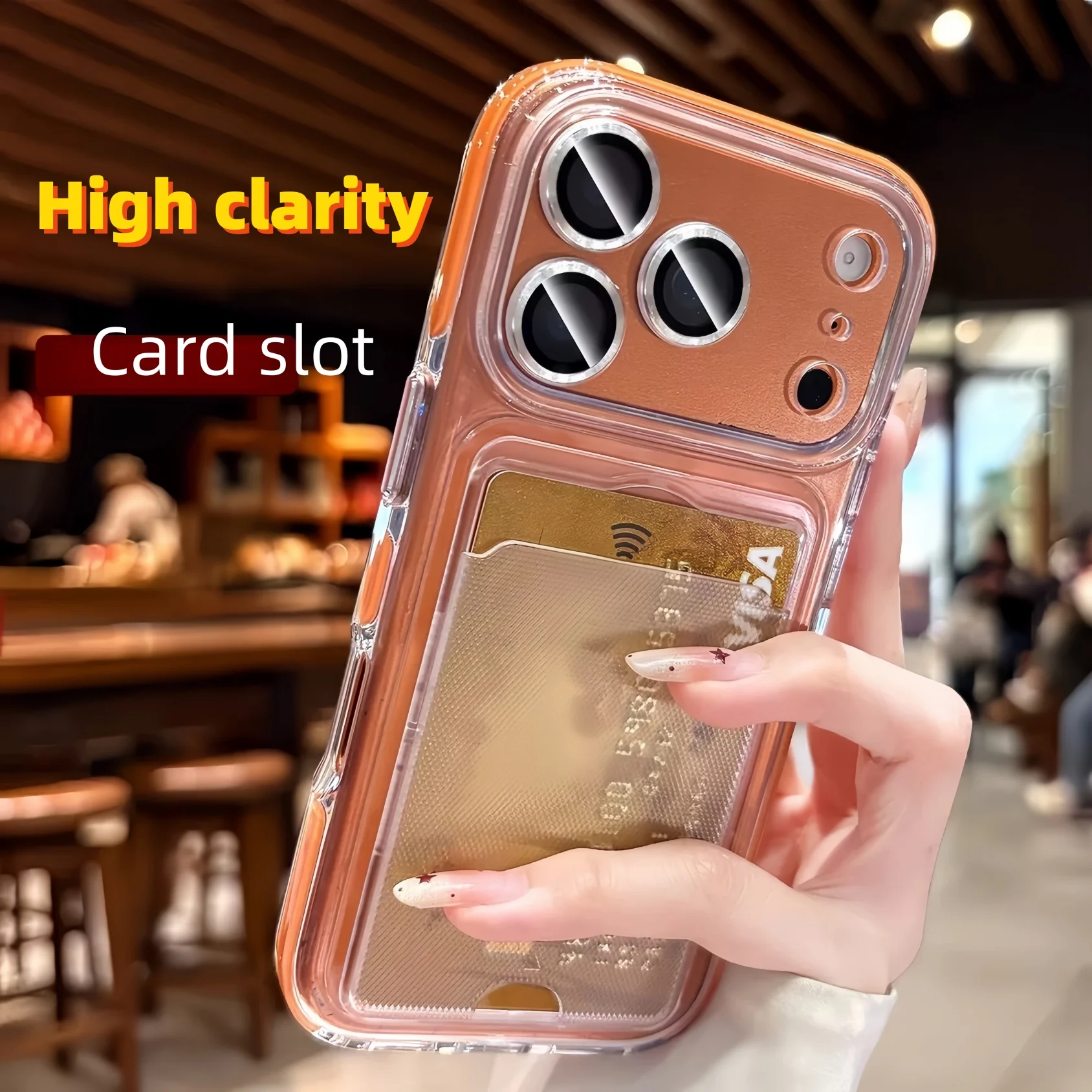 Für iPhone 17 Pro Max 17: Brieftaschen-Hülle mit Kartenfach, Transparente TPU-Schutzhülle, Kristallklar
