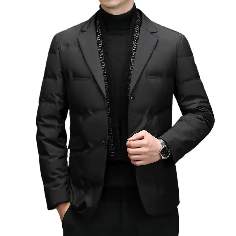 

Men's Down Jacket 90 White Duck Down Scarf Collar Suit Style Middle-aged and Young Casual Light Down Jacket