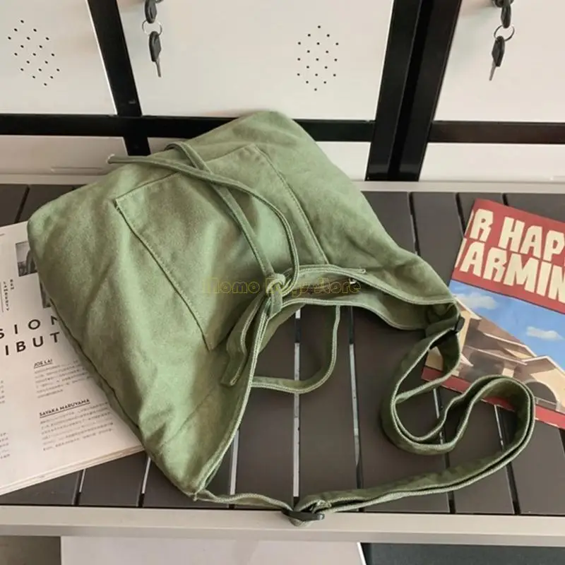 X90D حقيبة ساعي المرأة بلون حقيبة قماش قنب النمط الياباني حقائب عادية الموضة #4