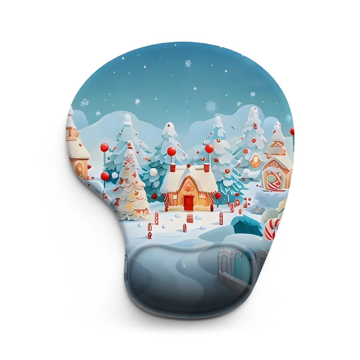 1pc Winter Jubilant House Mouse Pad Wrist Ergonomic Soft Anti-Slip Wrist Rest Support Mat Computer Mouse Pad for Office  PC