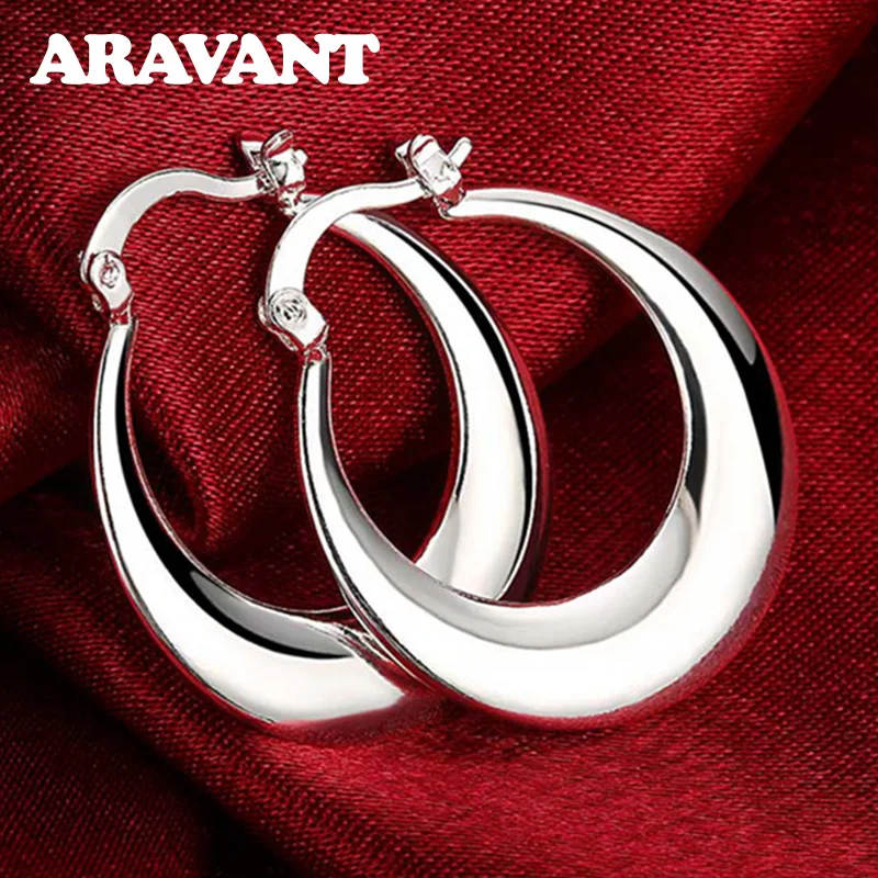 925 Silver Moon Hoop Earring For Women Fashion Jewelry