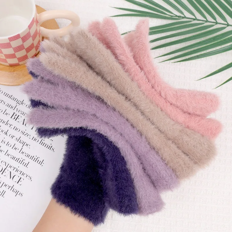 Imitation Mink Hair Fingerless Gloves Soft Fleece Plush Knitted Winter Gloves Convenient Outdoor Chill-proof Gloves for Women