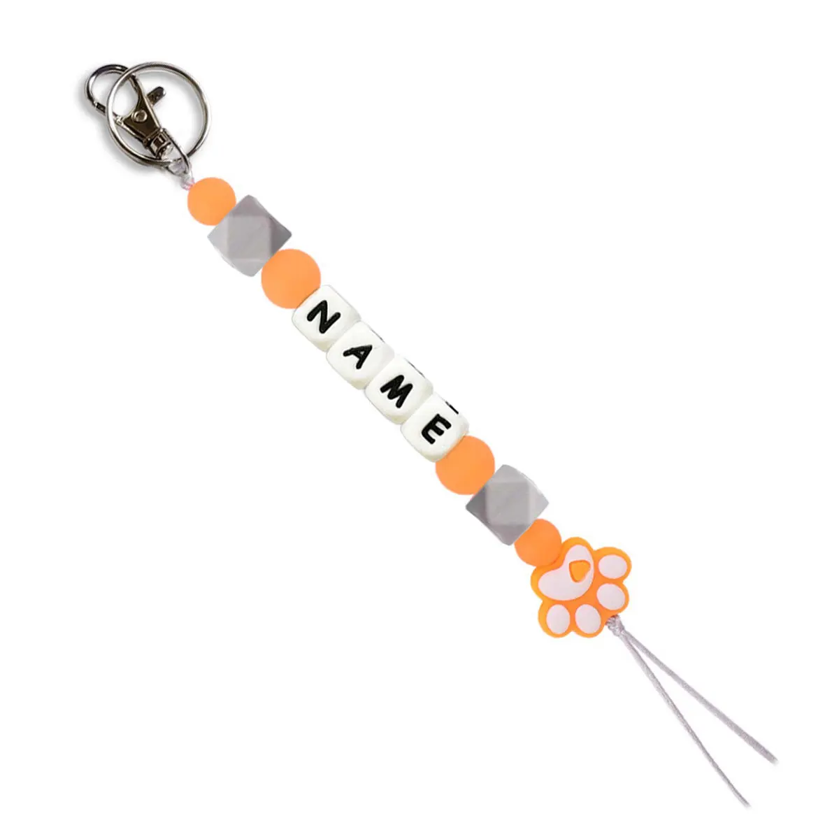 Personalized Dog Paw Pattern Colorful Name Keychain