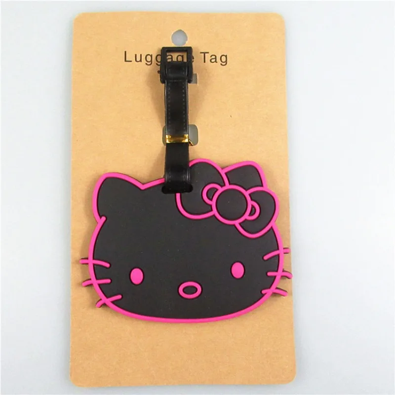 Sanrio Hello Kitty Pvc Luggage Tag Cartoon Travel Accessories Baggage Tag Suitcase ID Address Anti Lost Decor Silicone Label