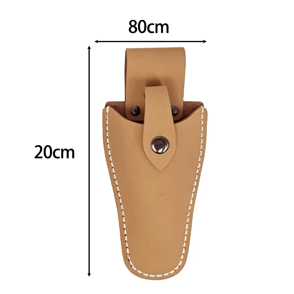 5pcs Brown Leather Pruner Holster With Metal Snap Buckle For Gardening Tools Pliers Shears Wrench Belt Mount Storage Bag