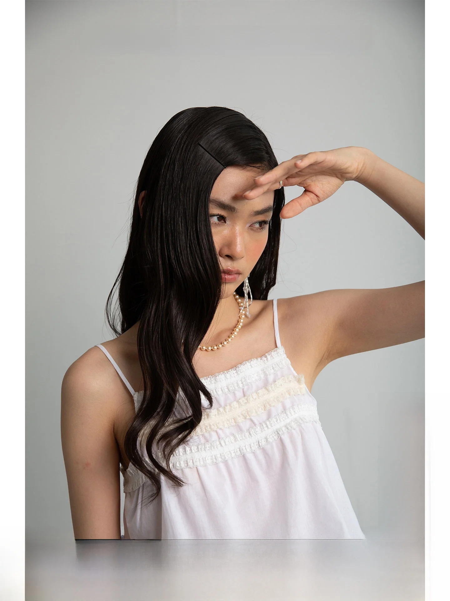 

White Elastic Lace Trim Strap ort Top Women's Faion Spring Summer New Arrival Original Design Cotton Straight Tube