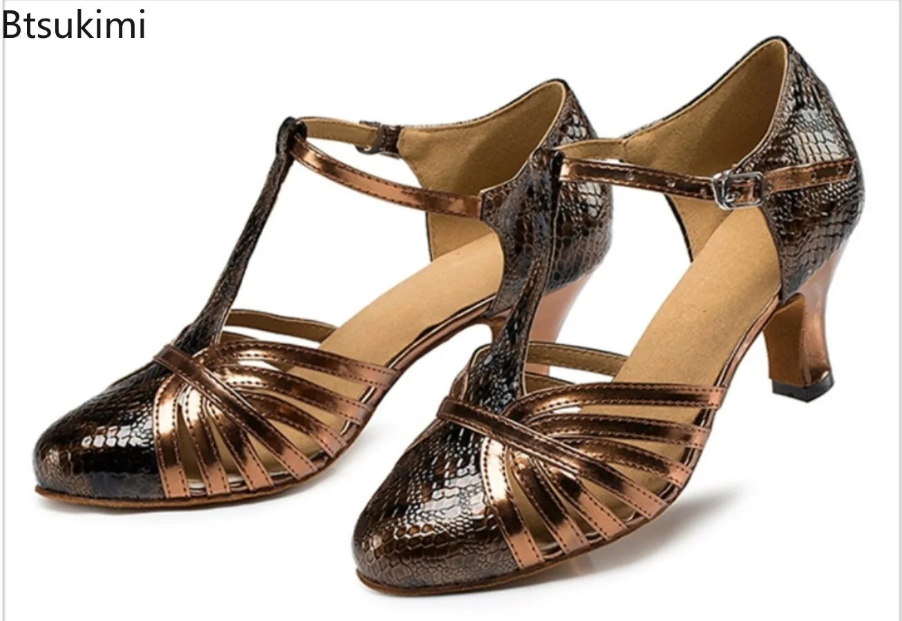 New Latin Shoes Salsa Tango Ballroom Party Women's Shoes Bronze High Heel Dance Sneakers Outdoor Indoor Fashion Women's Shoes view 5