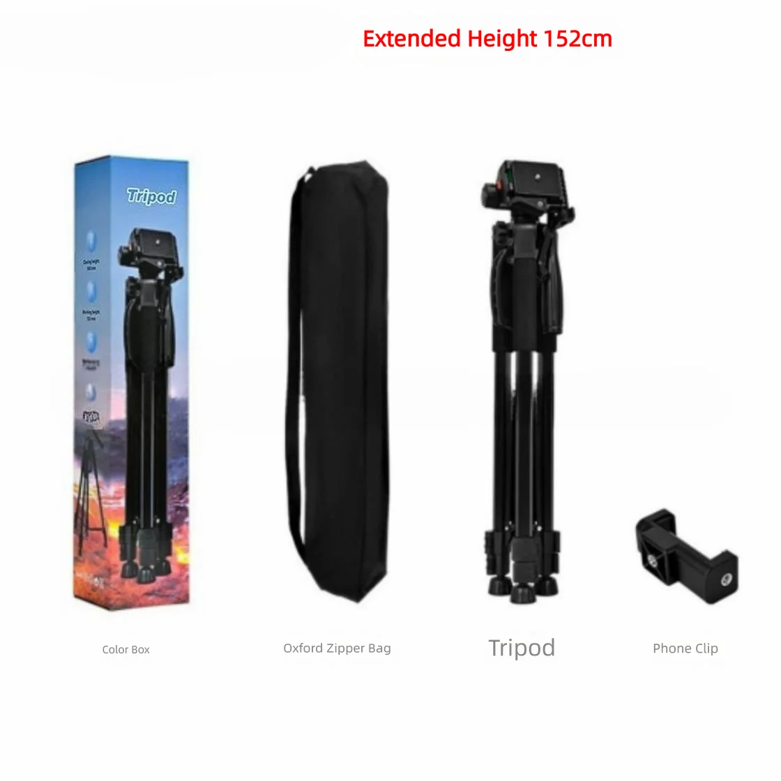 NEWKS 1.52m Camera Tripod for Mobile Live Streaming DSLR, Adjustable Height Stand, Leveling Buckle Multi-Angle Shooting