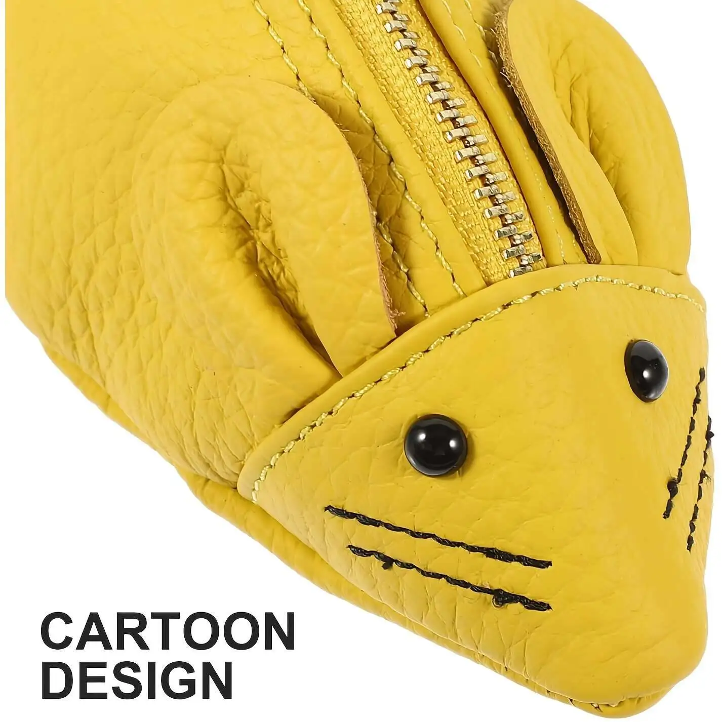 Cartoon Women's Zipper Purse, Unisex Mouse Shape Storage Genuine Key Bag, Cute Soft Leather Mini Coin Bag - Halloween Gift, Gift