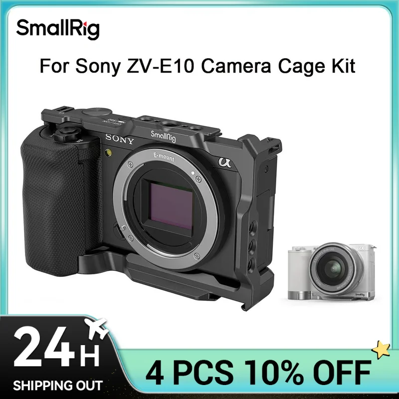 

SmallRig for Sony ZVE10 Camera Cage with Silicone Cage handle Built-in Arca quick release plate Cage Rig Kit for Sony ZVE10 3538