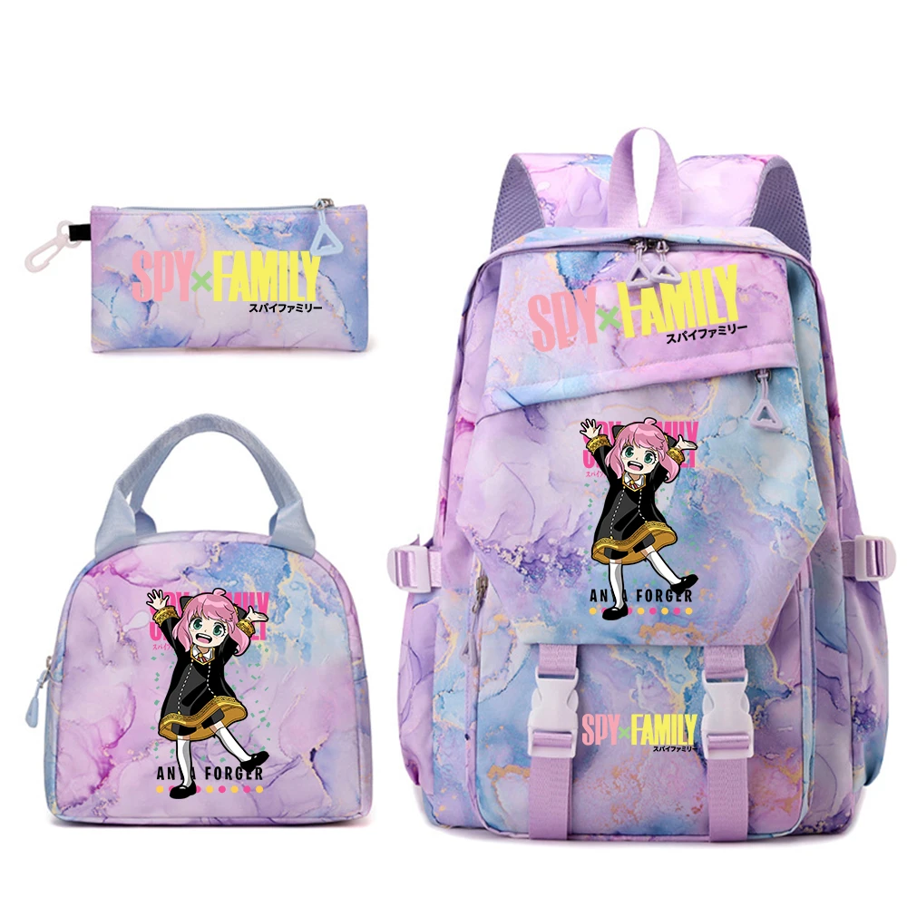 Spy x Family Anya Forger Anime Print Student Bookbag Lunch Bag Pencil Case Set for Girls School Backpack view 3