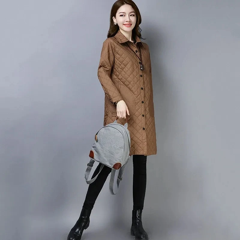 2025 New Women Mid-Length Jacket Autumn Winter Parkas Women\'s Light Thin Down Cotton Coats Ladies Casual Basic Outerwear Ladies