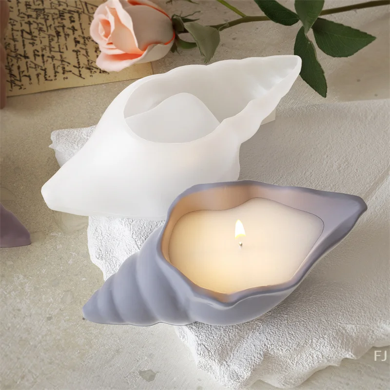 [YU]DIY Conch Bedroom Decoration Drop Glue Candle Mold Conch Shell Jewelry Storage Box Aromatherapy Candle Gypsum Silicone Mold