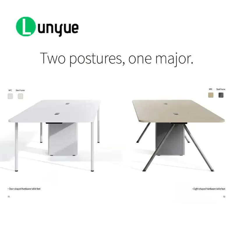 Large Rectangular Solid Melamine Conference Table for 10 People with Power Socket and Cable Management for Modern Meeting