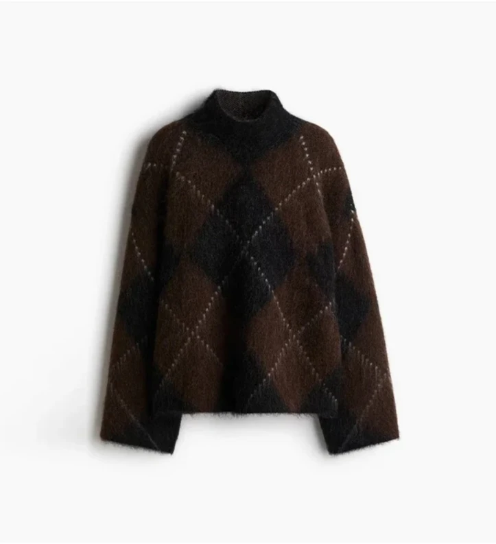 Knitted Women's Sweater Fashion Loose Long Sleeve Warm Turtleneck PulloversAutumn Lady Commute Jumpers Tops