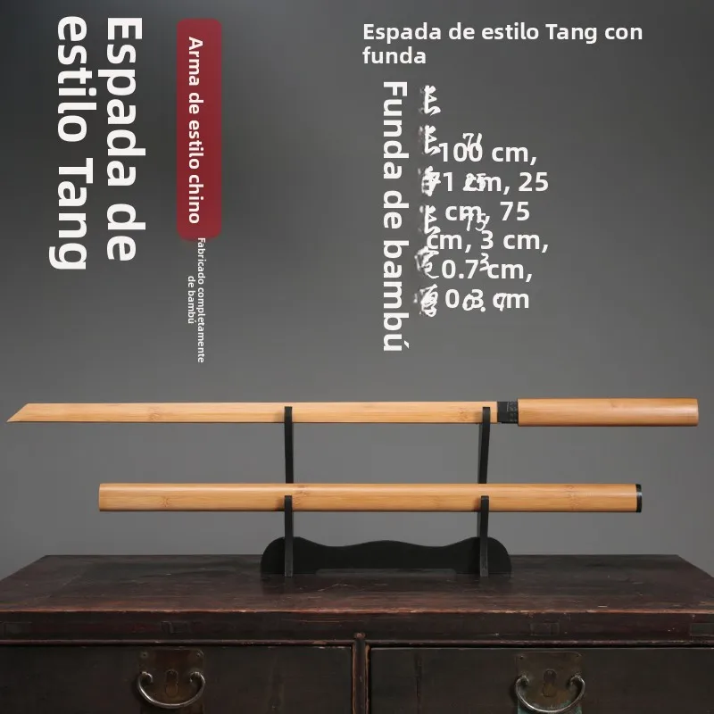 Espada de Bambú para Entrenamiento de Artes Marciales, Espada Samurai Dao, Accesorio de Cosplay con Funda, Espada Horizontal ...