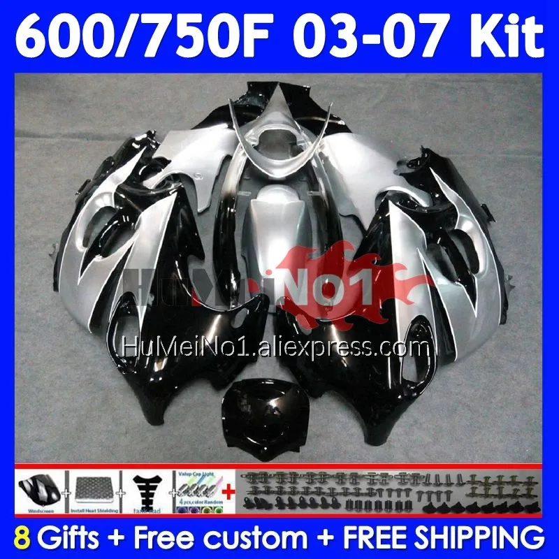 Kit For SUZUKI KATANA GSXF600 GSXF 600 750 115No.13 GSXF750 03 04 05 06 07 GSX600F 2003 2004 2005 2006 2007 Silvery blk Fairing