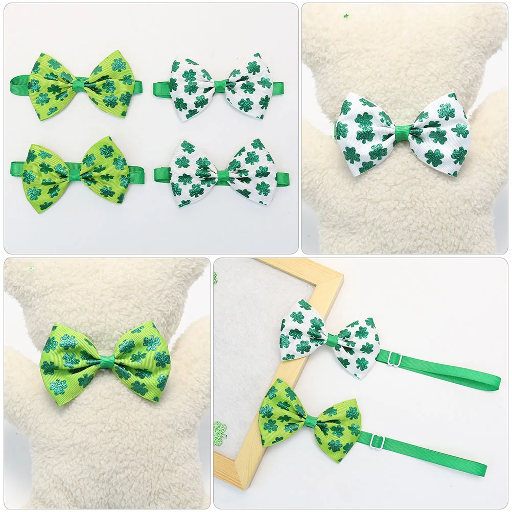 2 Pcs Pet Bow Tie St Patrick's White Dog Cat Party Festival Decor Supply Breathable Comfortable Skin Friendly Chic