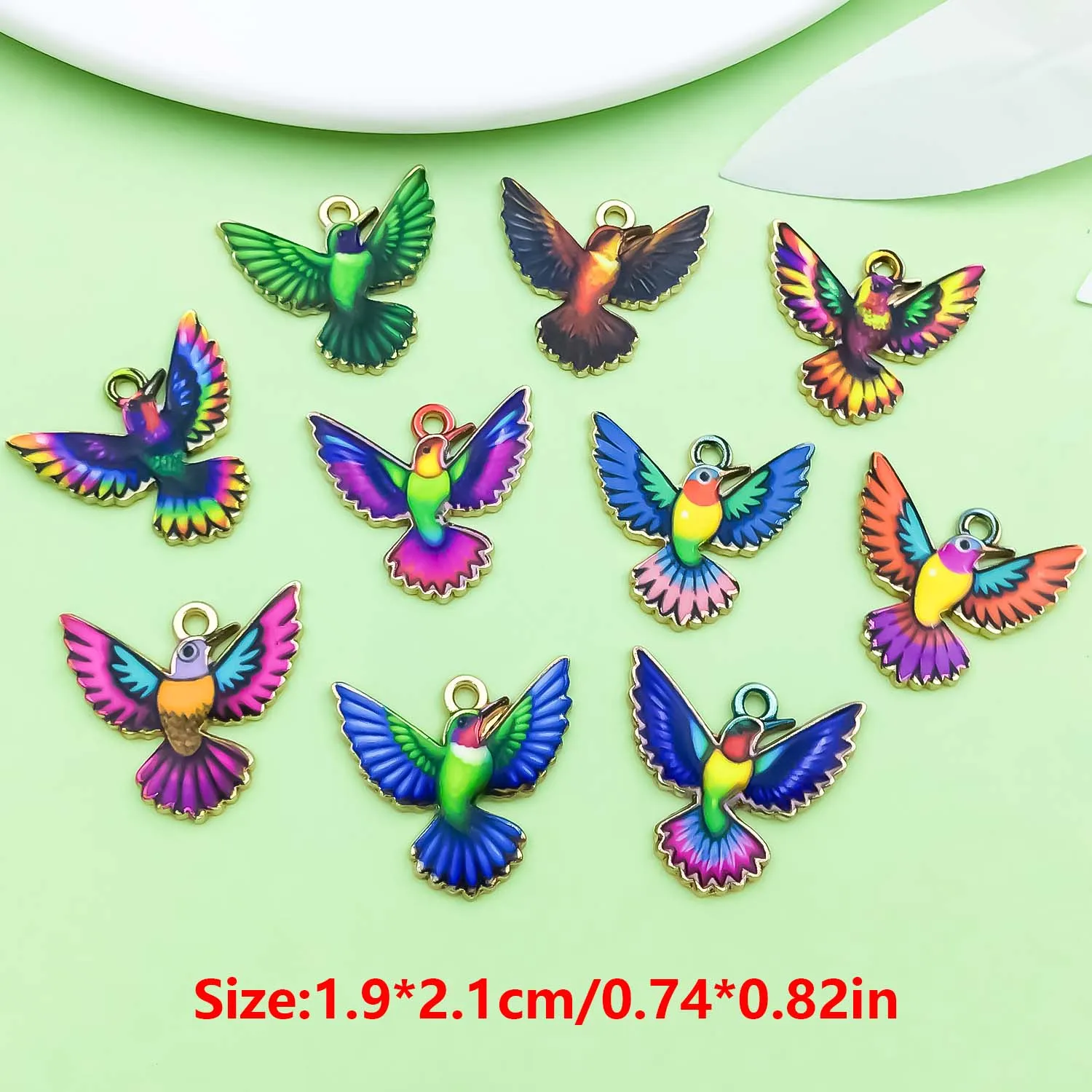10pcs 19x21mm Colorful Printed Eagle Charms Connectors Bird Animal Pendants for DIY Jewelry Making Accessories view 2