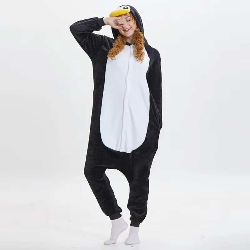 Animal Kigurumi Onesie Hooded Jumpsuit Pajamas Set Funny Festival Bodysuit Adult One-piece Clothing Flannel Home Wear for Women