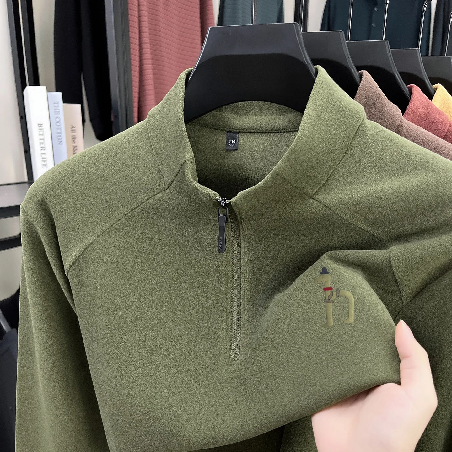 Designer Trend Men's Half Zip Mock Neck T-Shirt Autumn Warm Easy Care Solid Color Long Sleeved Tops Casual Versatile Men's Wear - view 2