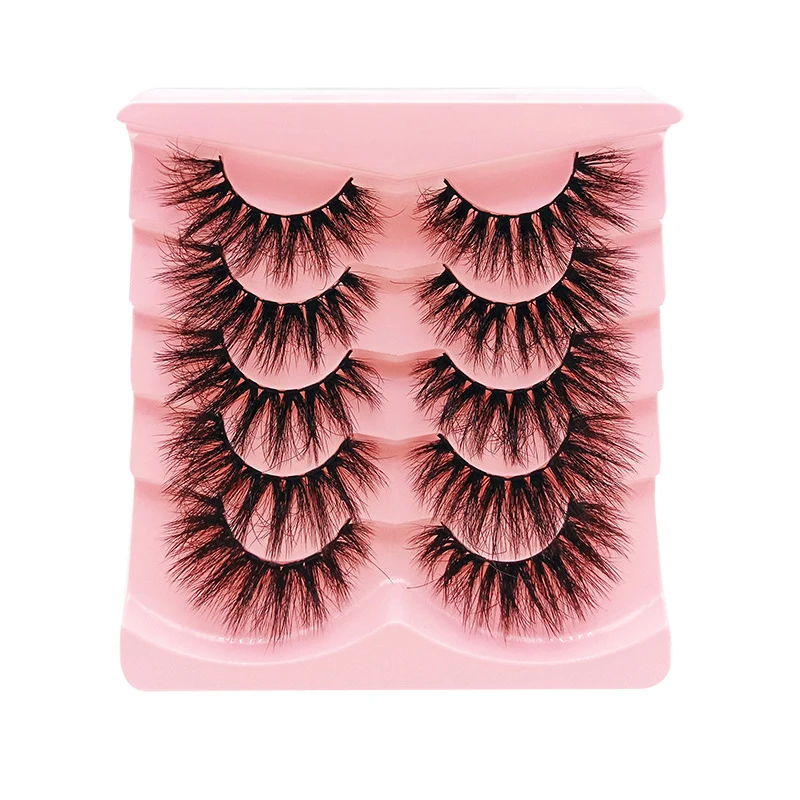 5 Pairs Faux Mink Lashes 3D Fluffy Natural Lashes Makeup False Eyelashes Wholesale Russian Strip Lashes Eyelash Extension