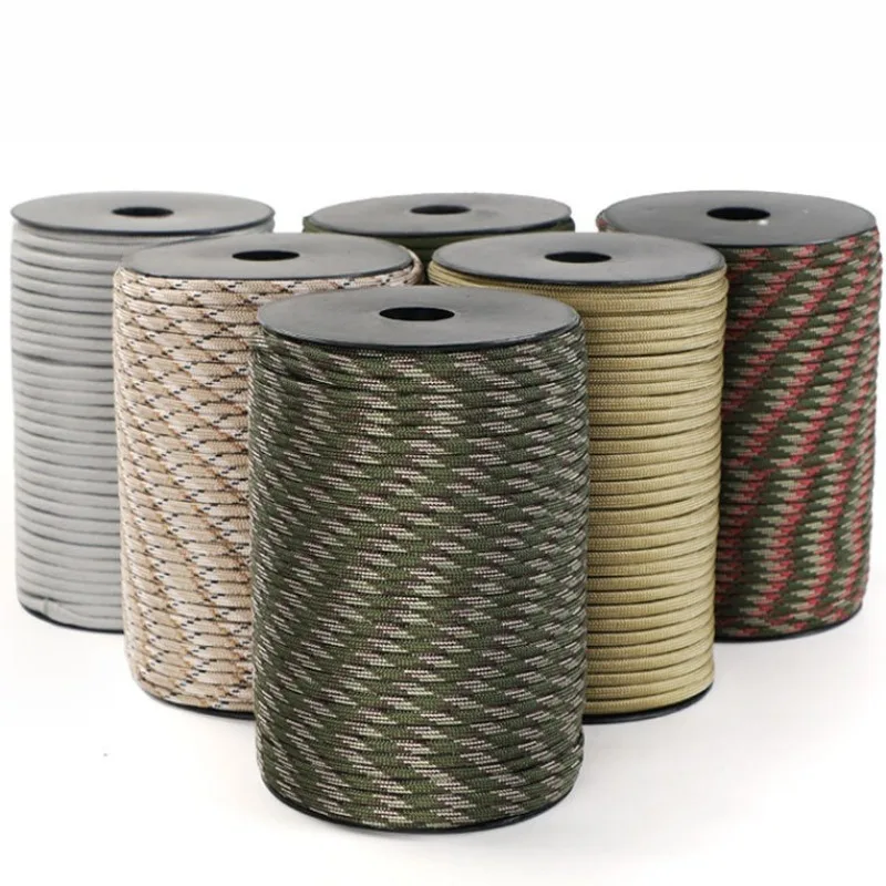10/100M 9-Core Parachute Rope Multi-functional Umbrella Tent Lanyard Straps Emergency Survival Parachute Cord for Hiking Camping