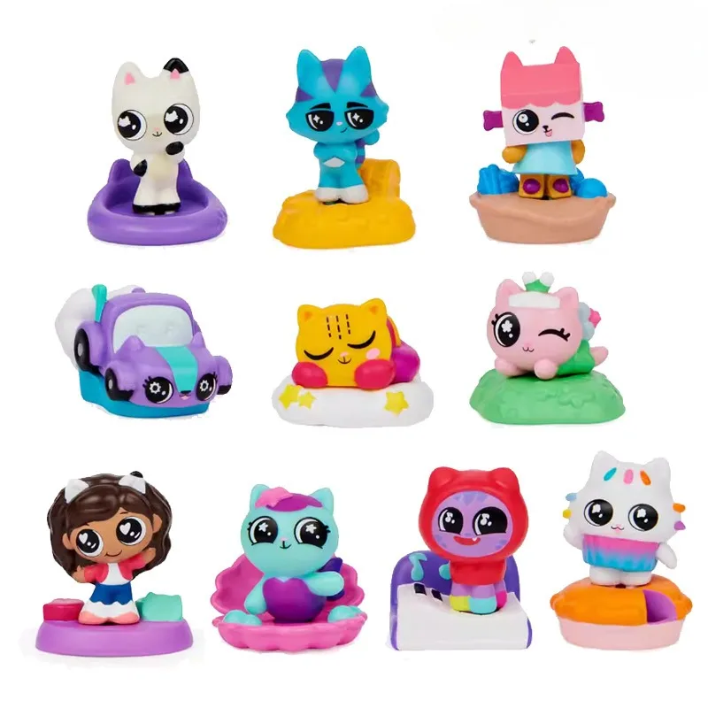13pcs New Gabby Dollhouse Cartoon Figure Toy Smiling Car Cat Hug Gaby Dolls Mercat Action Figure Model Gifts