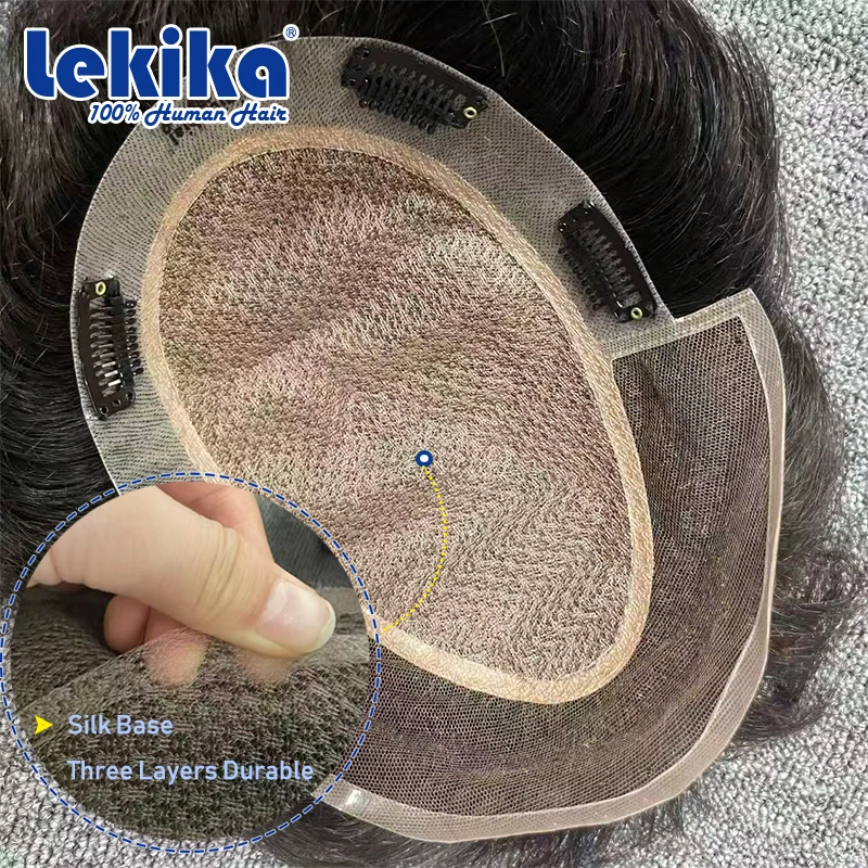 

Silk Base Toupee Real-Scalp Men's Wig 100% Human Hair Lace Front Hair System For Man Skin-friendly in Top Area 6'' Wig