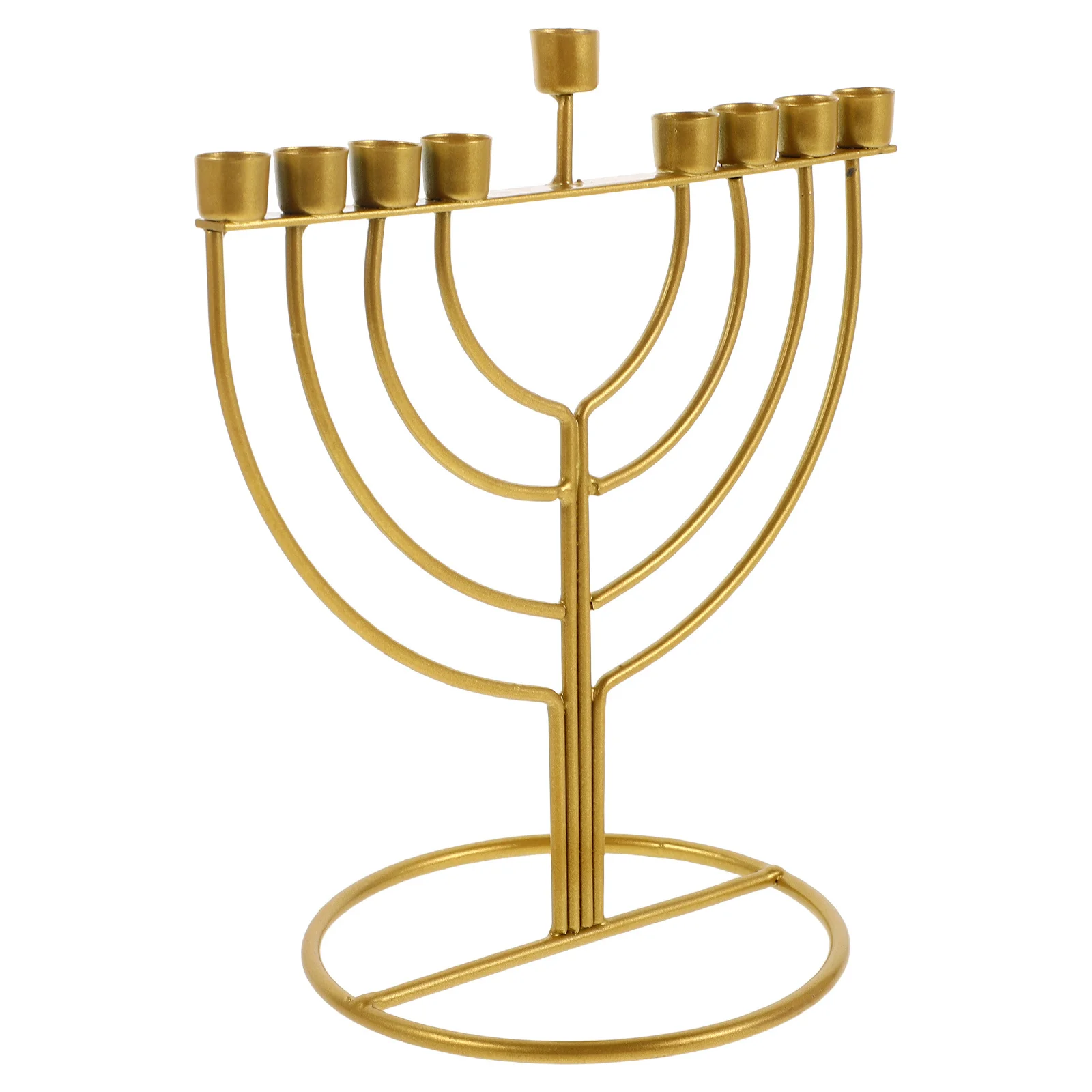 

Hanukkah Menorah 9-Branch Alloy Pillar Holder Religious Metal Stand Dining Table Decor Nine-Branched Candlestick