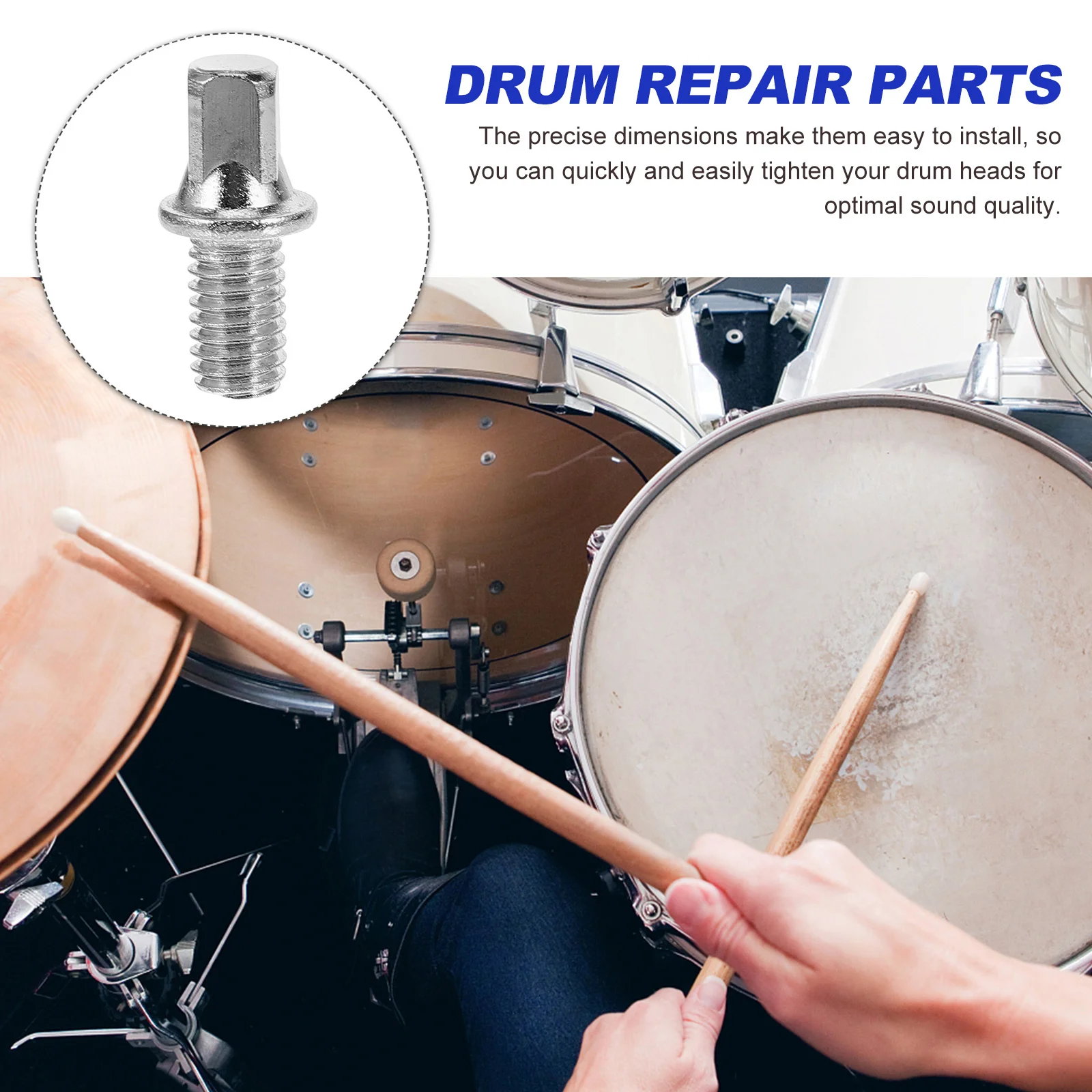 

10Pcs Drum Screws M6x15mm Silver Plated Iron Snare Drum Bolt Hardware Kit Pedal Shaft Replacement Key Screw Jazz Screws