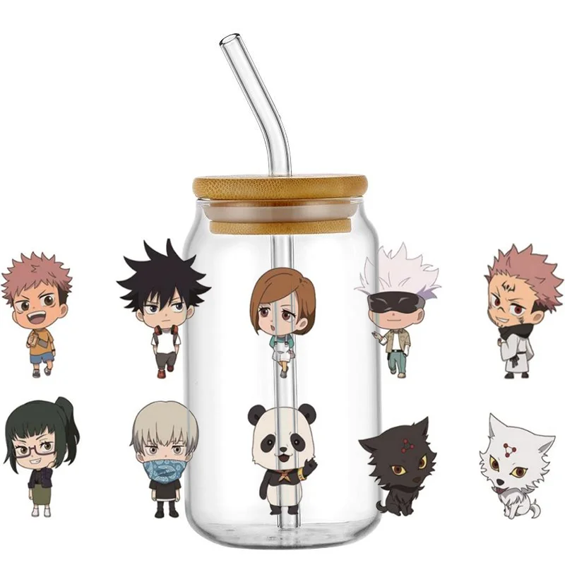 Miniso 3D Waterproof UV DTF Transfers Sticker Japanese Cartoon Decal Cup Wrap for 16oz Libbey Glasses DIY Washable Mug Sticker