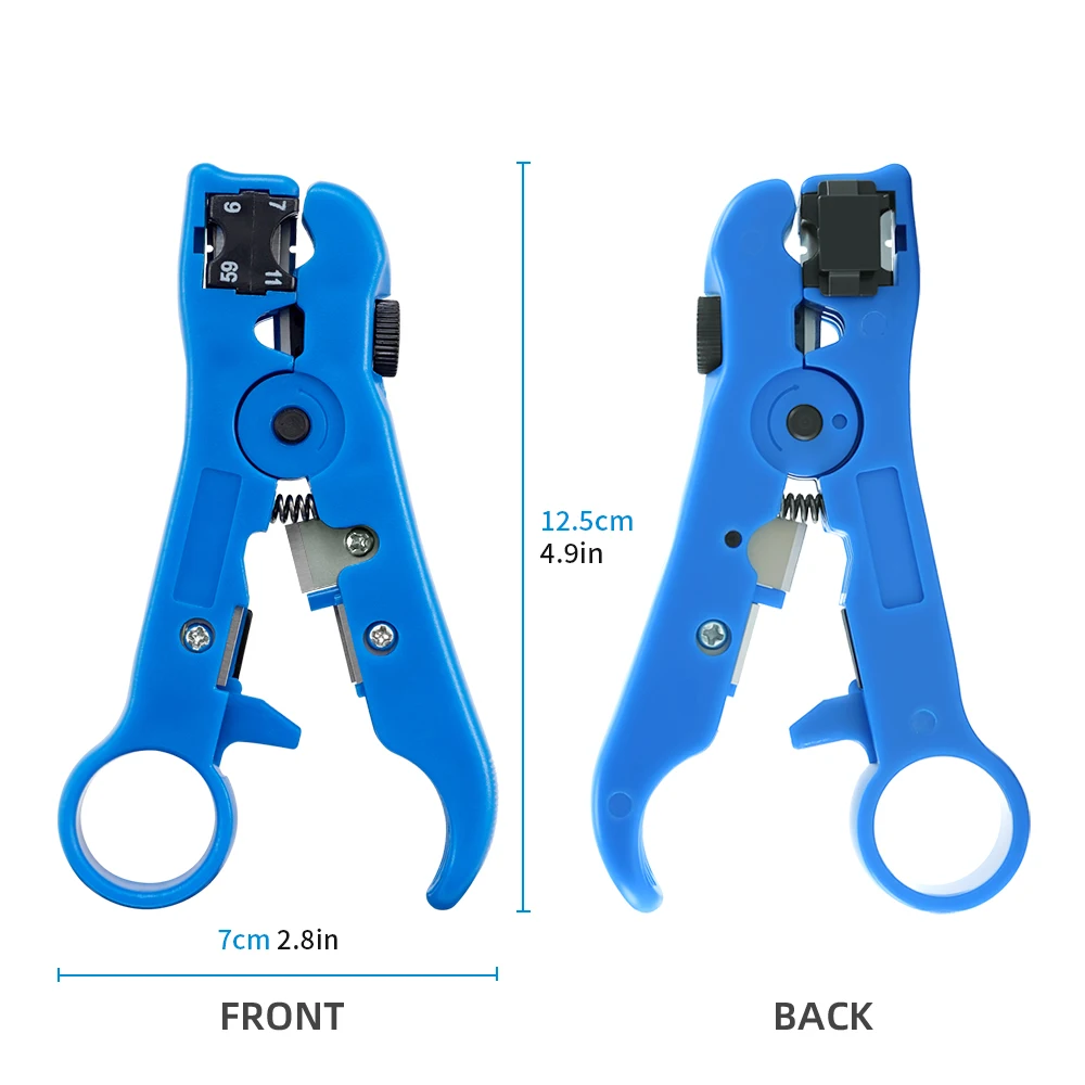 Network Stripper Tool Coaxial Cable Wire Cutter Striper Tool with Cutting and Stripping Functions for UTP/STP RG59 RG6 RG7 RG11