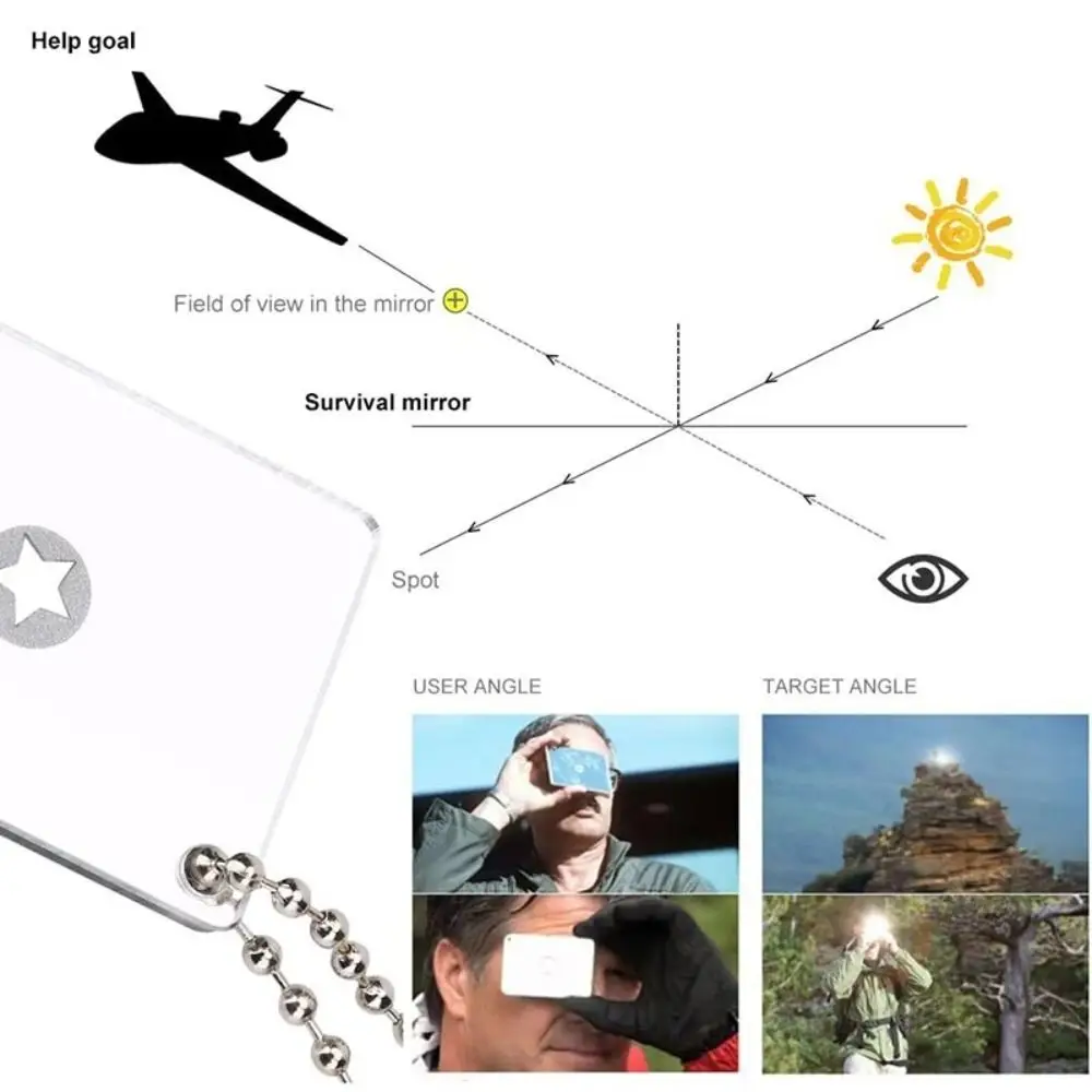 

Multifunctional Outdoor Survival Reflective Signal Mirror Emergency Practical Daylight Rescue Mirror for Hiking Camping Marine