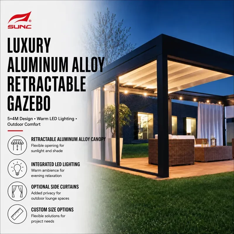Heavy Duty Rustproof Aluminum Frame Modular Commercial Pergola Fixed Taut PVC Fabric Roof Expandable Multi Bay