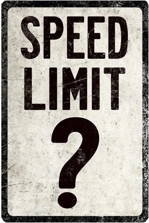 Speed Limit Question Mark Sign Metal Tin Signs, Speed Limit Poster for Home Office Restaurants Cafes Bars Pub Man Cave Wall Deco