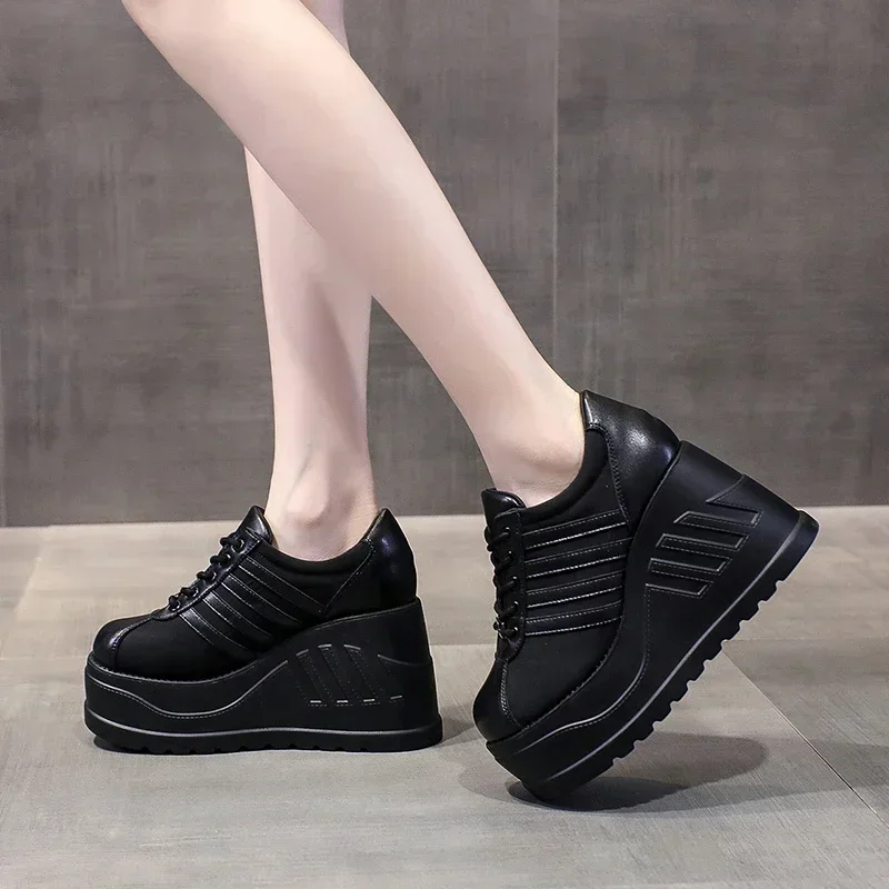 New Brand Punk Street Fashion Gothic Style Girls Cosplay Platform 10CM High Heels Sneakers Wedges Shoes Woman Pumps Big Size 42