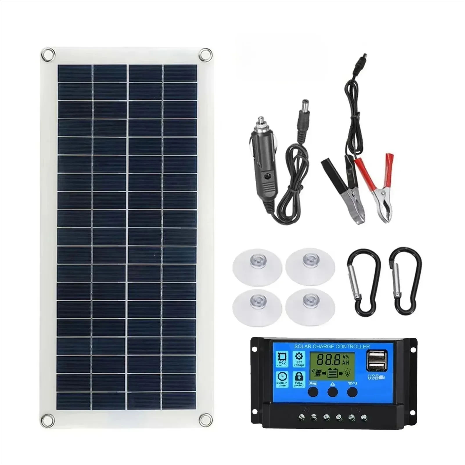 Polycrystalline 10W solar panel kit with battery charger and controller, suitable for caravans and boats